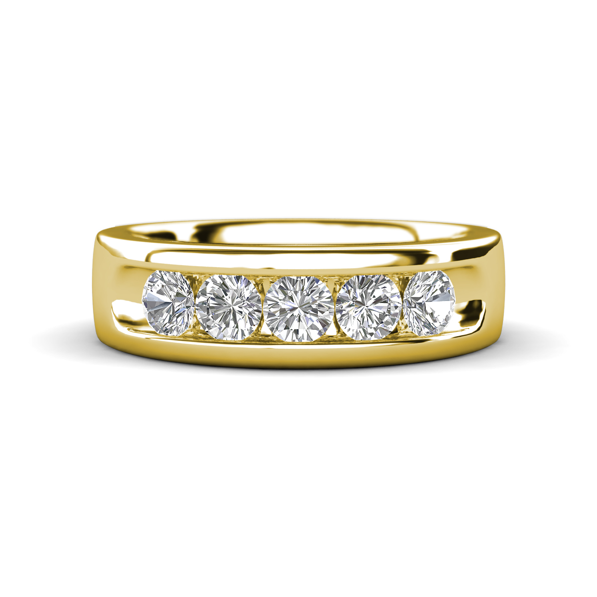 Irvin 0.85 ctw White Sapphire 5 stone Comfort Fit Men Wedding Band (6 mm) 